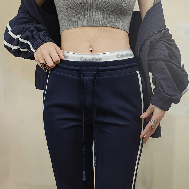MADEN Knitted Sweatpants Women's Navy Blue-2