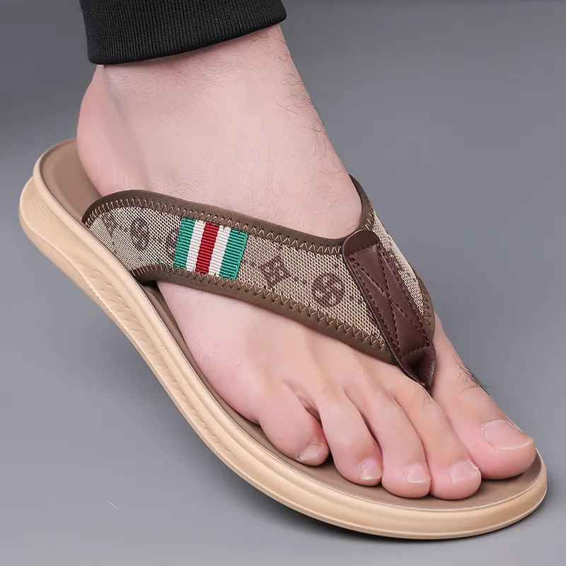Sonno Slip Resistant Abrasion Resistant Quiet Flip Flops Men's Khaki-4