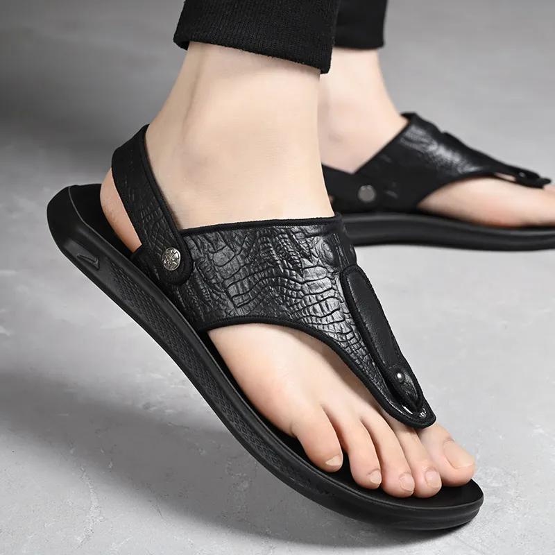 Sonno Slip Resistant Abrasion Resistant Flip Flops Men's Black-5