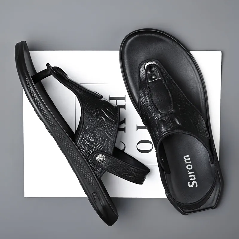 Sonno Slip Resistant Abrasion Resistant Flip Flops Men's Black-3