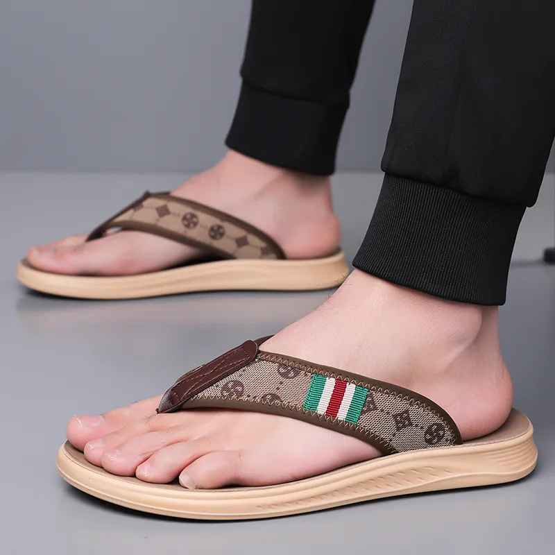 Sonno Slip Resistant Abrasion Resistant Quiet Flip Flops Men's Khaki-3