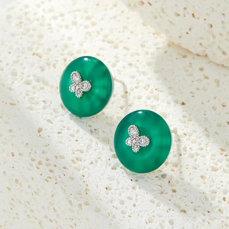 Suddenly Lucky Chalcedony Stud Earrings Women's-3