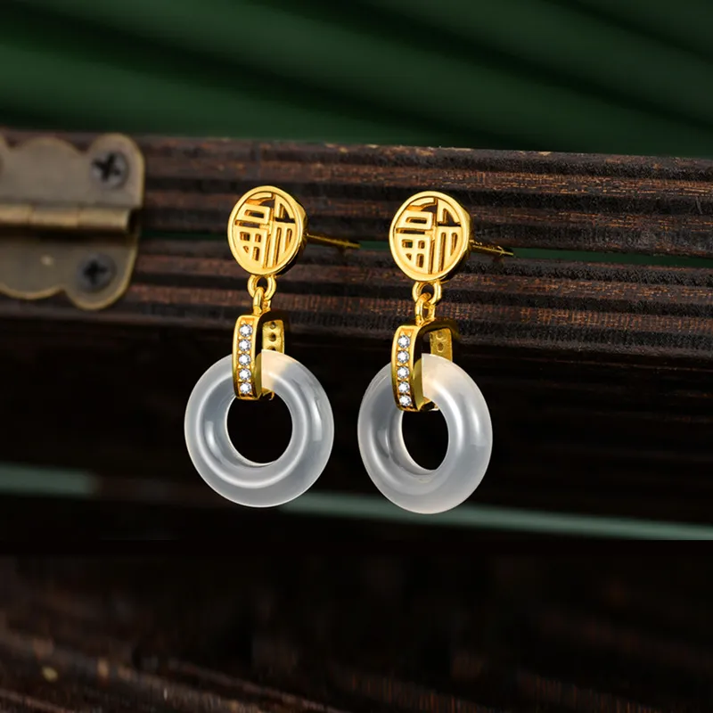 Suddenly Lucky Chalcedony Earrings Women's-2