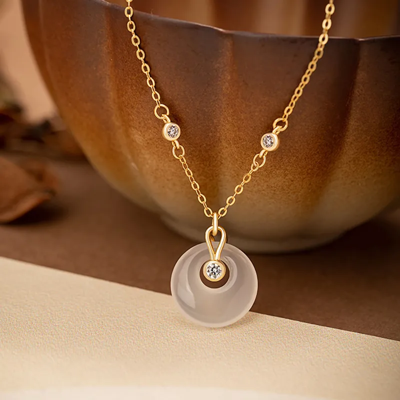 Suddenly Lucky Chalcedony Jade Necklaces Women's-4