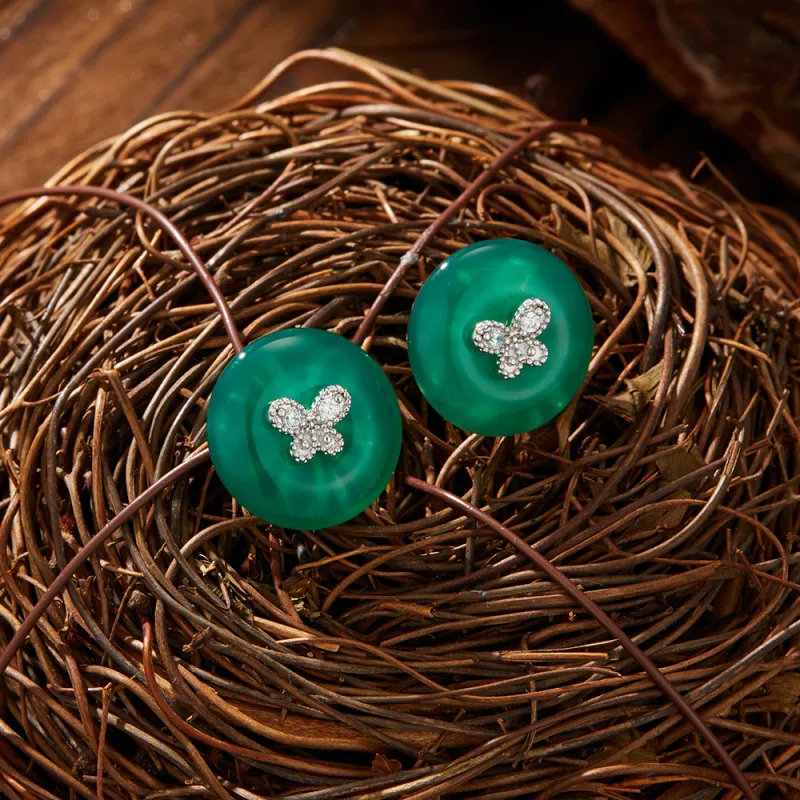 Suddenly Lucky Chalcedony Stud Earrings Women's-4