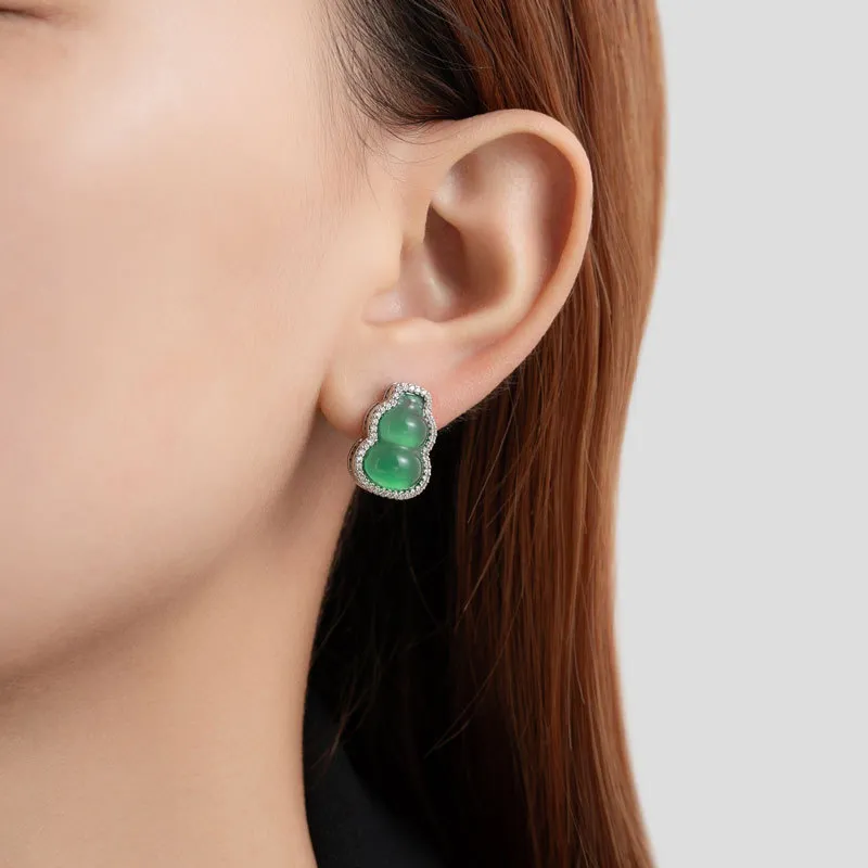 Suddenly Lucky Chalcedony Stud Earrings Women's-4