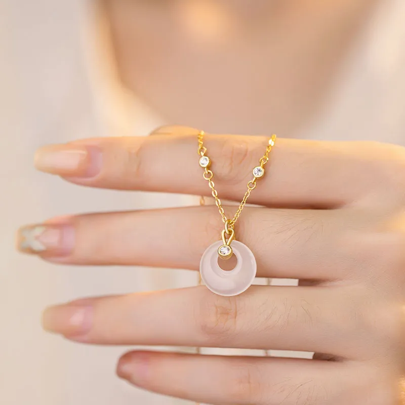 Suddenly Lucky Chalcedony Jade Necklaces Women's-5
