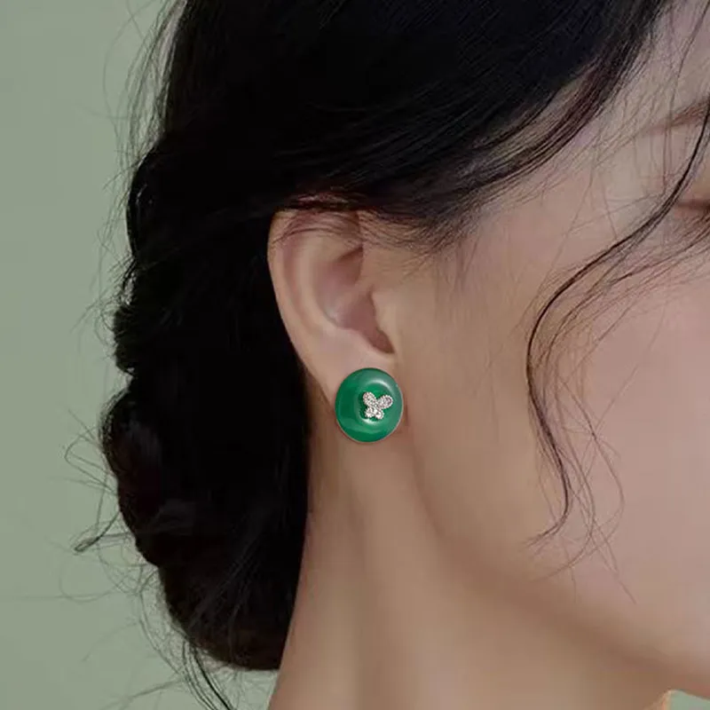 Suddenly Lucky Chalcedony Stud Earrings Women's-2