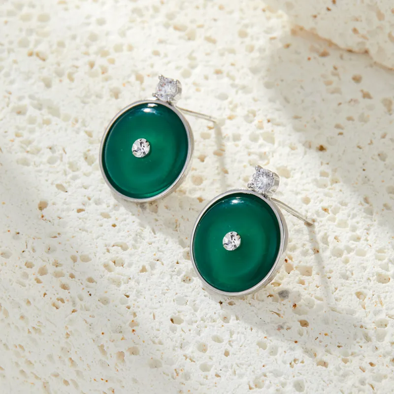 Suddenly Lucky Chalcedony Stud Earrings Women's-3