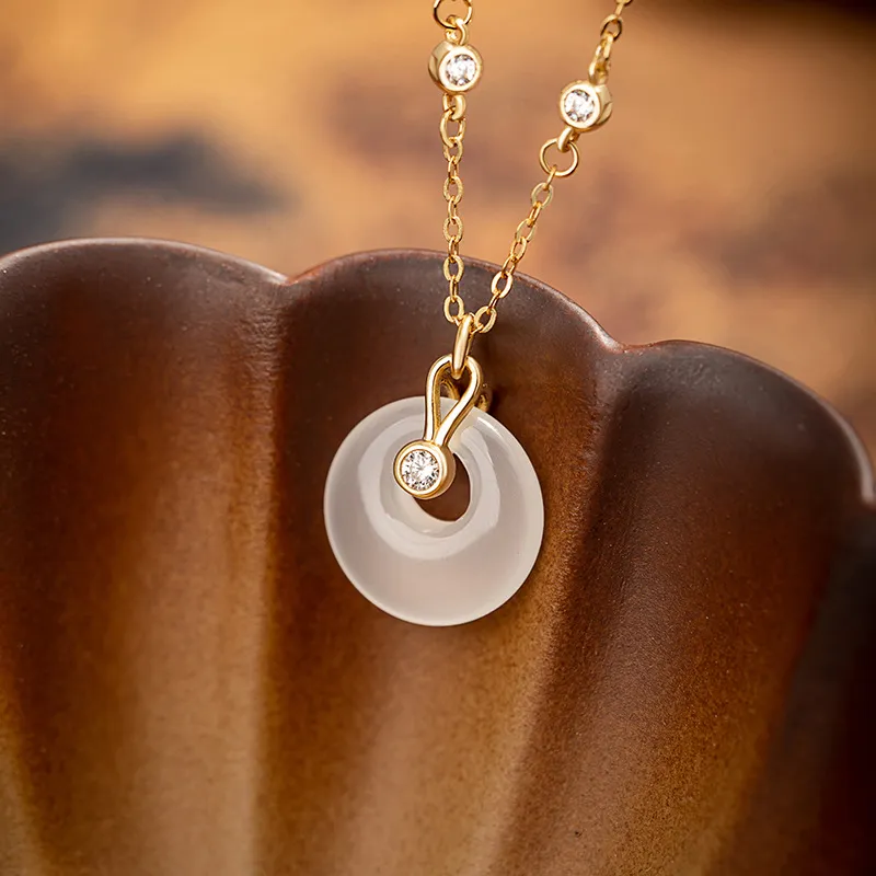 Suddenly Lucky Chalcedony Jade Necklaces Women's-6