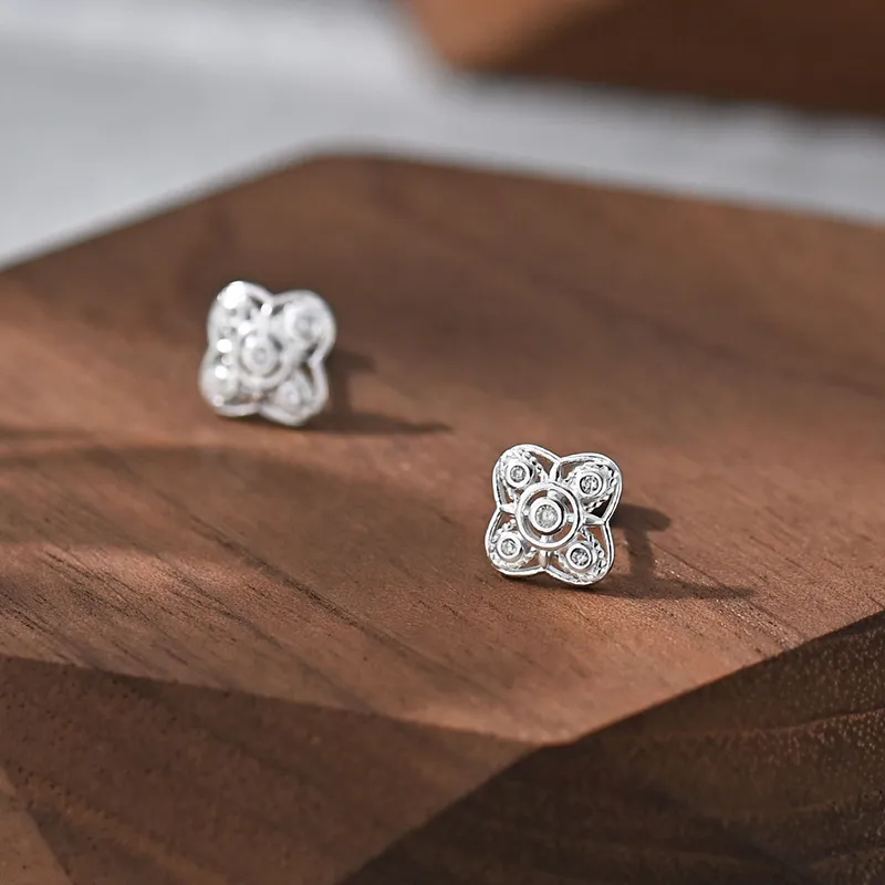 Suddenly Lucky 999 Fine Silver Stud Earrings Women's-3