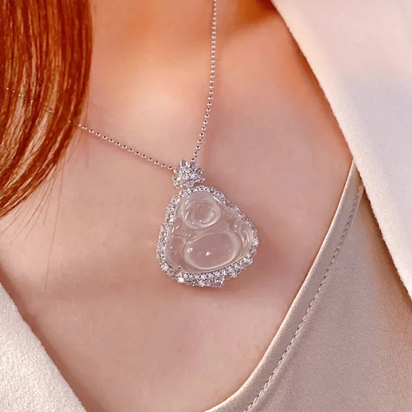 Love Chalcedony Jade Necklaces Unisex-2