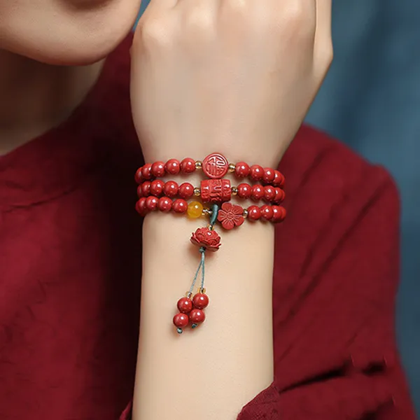 Love Cinnabar Jade Bracelets Unisex-1