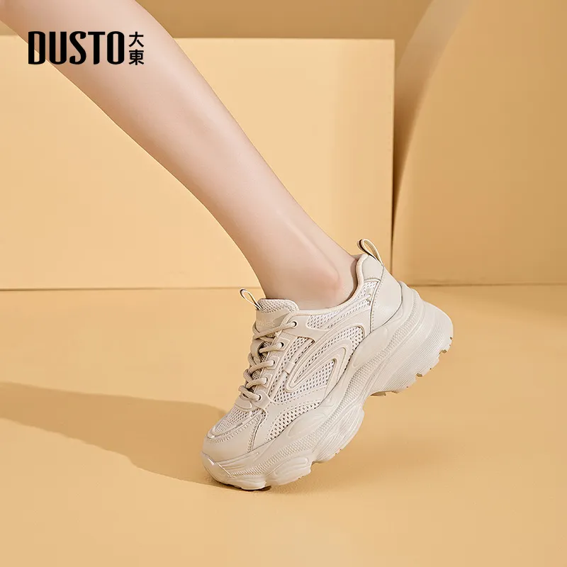 DUSTO Slip Resistant, Abrasion Resistant, Breathable, Height Increasing Mid Top Chunky Sneakers Women's-8