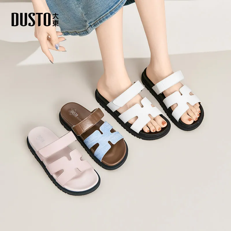 DUSTO Slide Slippers Women's Beige Black/Teal/Pink-7