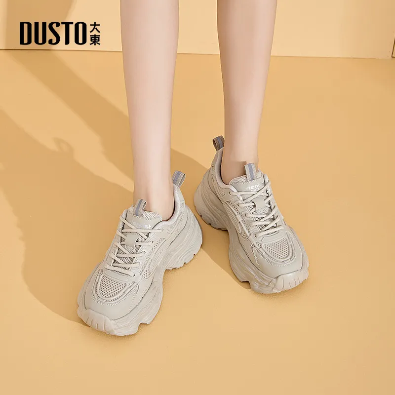 DUSTO Slip Resistant, Abrasion Resistant, Breathable, Height Increasing Mid Top Chunky Sneakers Women's-5