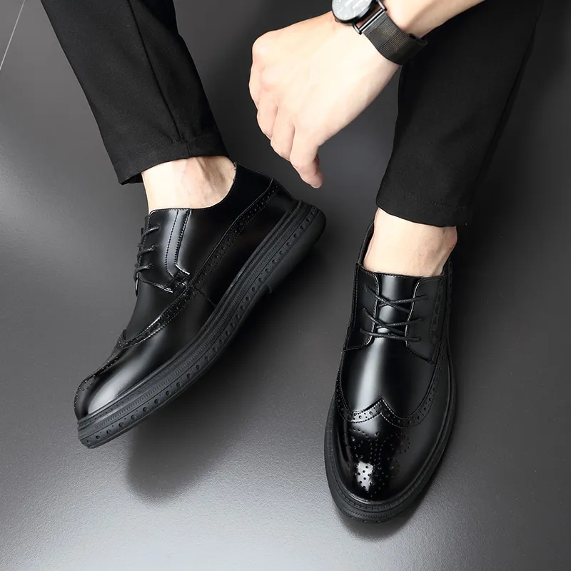 Batotem Dress Shoes Men Low Top Black/Brown-3