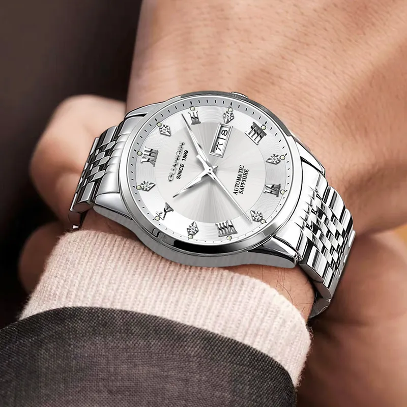 GUANQIN Automatic Mechanical Movement Stainless Steel Strap Watch Men's Watches Gray Dial-7