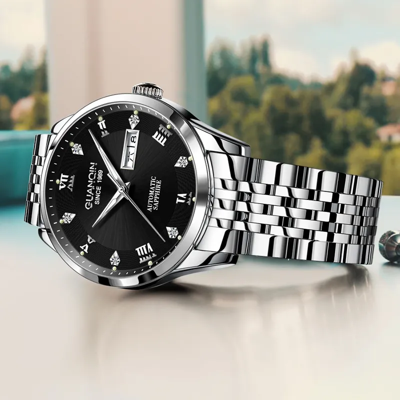 GUANQIN Automatic Mechanical Movement Stainless Steel Strap Watch Men's Watches Gray Dial-12