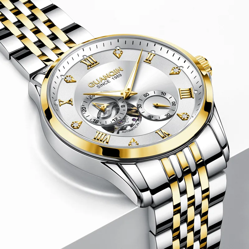 GUANQIN Super Player Collection Mechanical Movement Steel Strap Watch Men's Watches White Dial-20