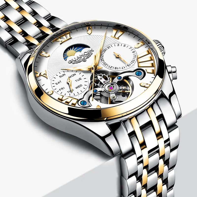 GUANQIN Ruidong Collection Automatic Mechanical Movement Steel Strap Watch Men's Watches White Dial-27