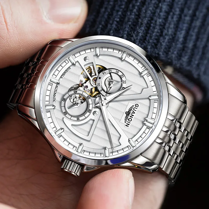 GUANQIN Super Player Collection Automatic Mechanical Movement Stainless Steel Watchband Watch Men's Watches Black Dial-8