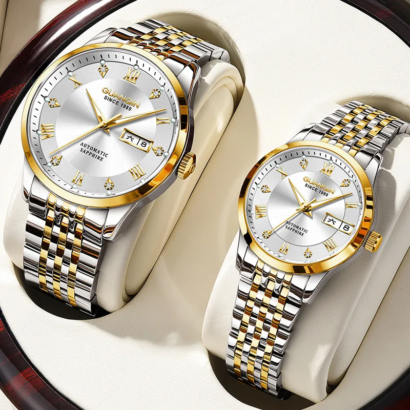 GUANQIN Beloved Collection Automatic Mechanical Movement Stainless Steel Watchband Watch Unisex White Dial-20