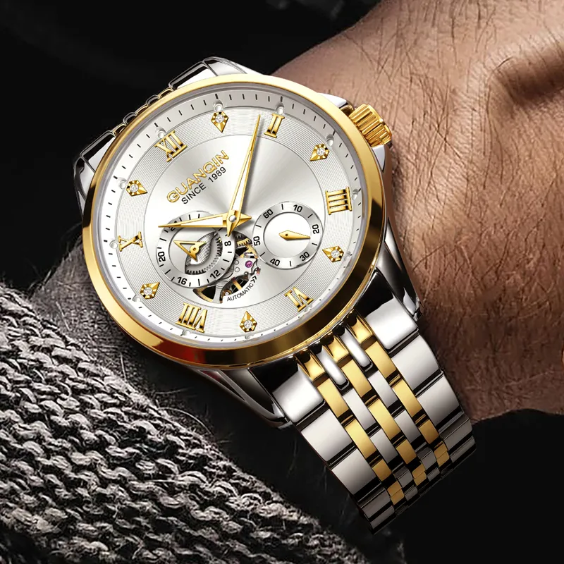 GUANQIN Super Player Collection Mechanical Movement Steel Strap Watch Men's Watches White Dial-21
