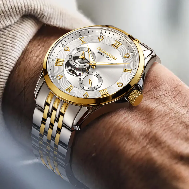 GUANQIN Super Player Collection Mechanical Movement Steel Strap Watch Men's Watches White Dial-22