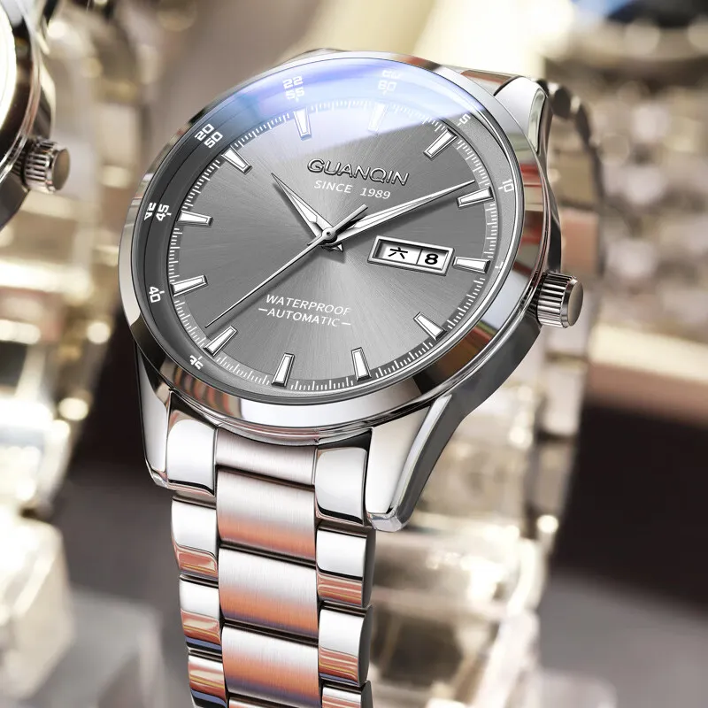 GUANQIN Automatic Mechanical Movement Stainless Steel Watchband Watch Men's Watches Black Dial-2