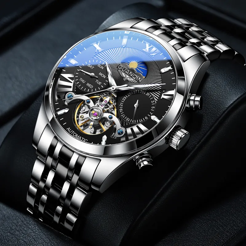 GUANQIN Ruidong Collection Automatic Mechanical Movement Steel Strap Watch Men's Watches White Dial-36