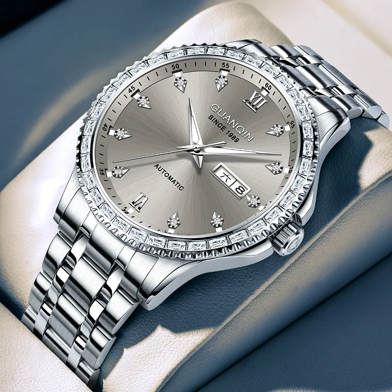GUANQIN Automatic Mechanical Movement Stainless Steel Watchband Watch Men's Watches Black Dial-14