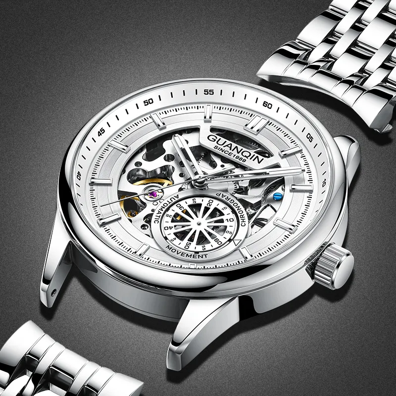GUANQIN Spacetime Shuttle Automatic Mechanical Movement Stainless Steel Watchband Watch Men's Watches Blue Dial-14