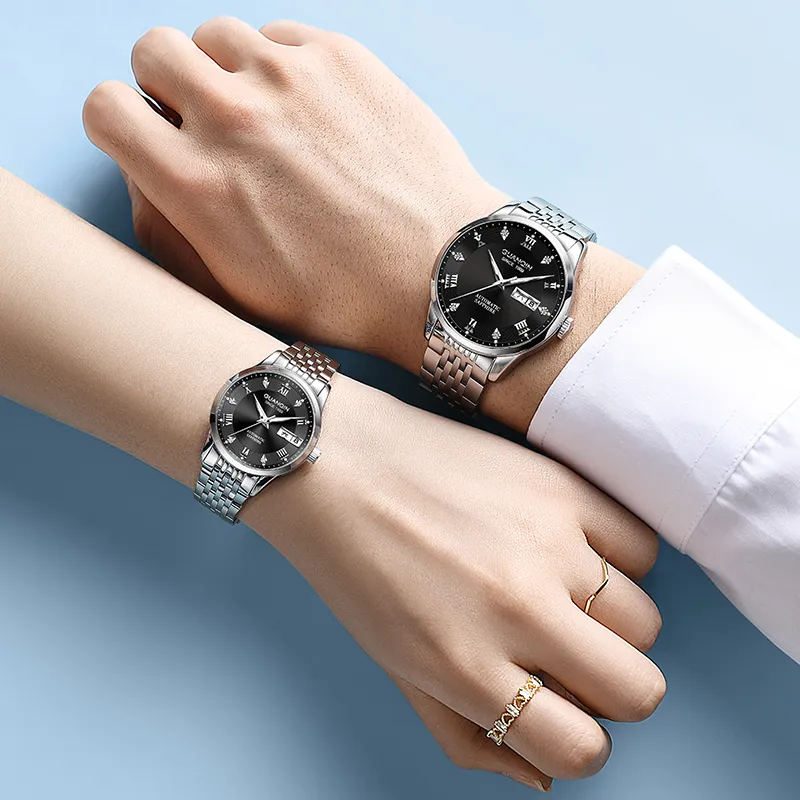 GUANQIN Beloved Collection Automatic Mechanical Movement Stainless Steel Watchband Watch Unisex White Dial-18