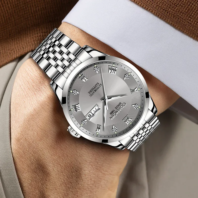 GUANQIN Automatic Mechanical Movement Stainless Steel Strap Watch Men's Watches Gray Dial-1