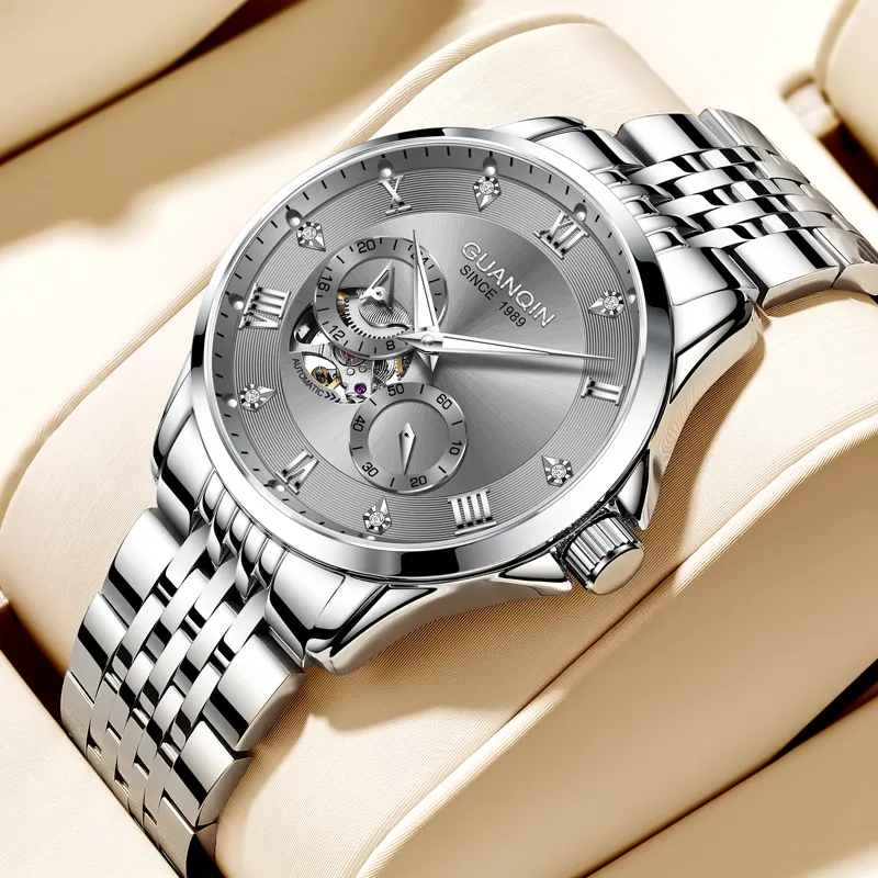 GUANQIN Super Player Collection Mechanical Movement Steel Strap Watch Men's Watches White Dial-14