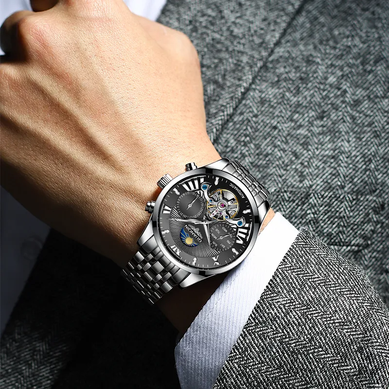 GUANQIN Ruidong Collection Automatic Mechanical Movement Steel Strap Watch Men's Watches White Dial-14