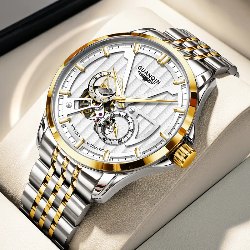 GUANQIN Super Player Collection Automatic Mechanical Movement Stainless Steel Watchband Watch Men's Watches Black Dial-13