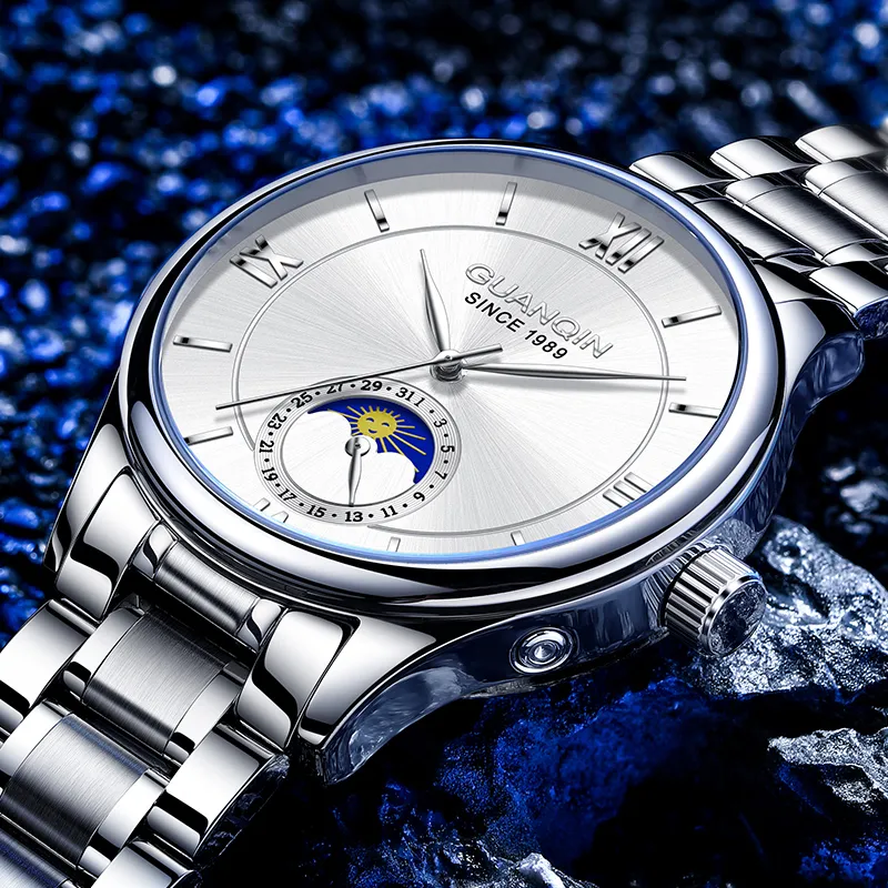 GUANQIN Master Collection Mechanical Movement Stainless Steel Watchband Watch Men's Watches White Dial-10