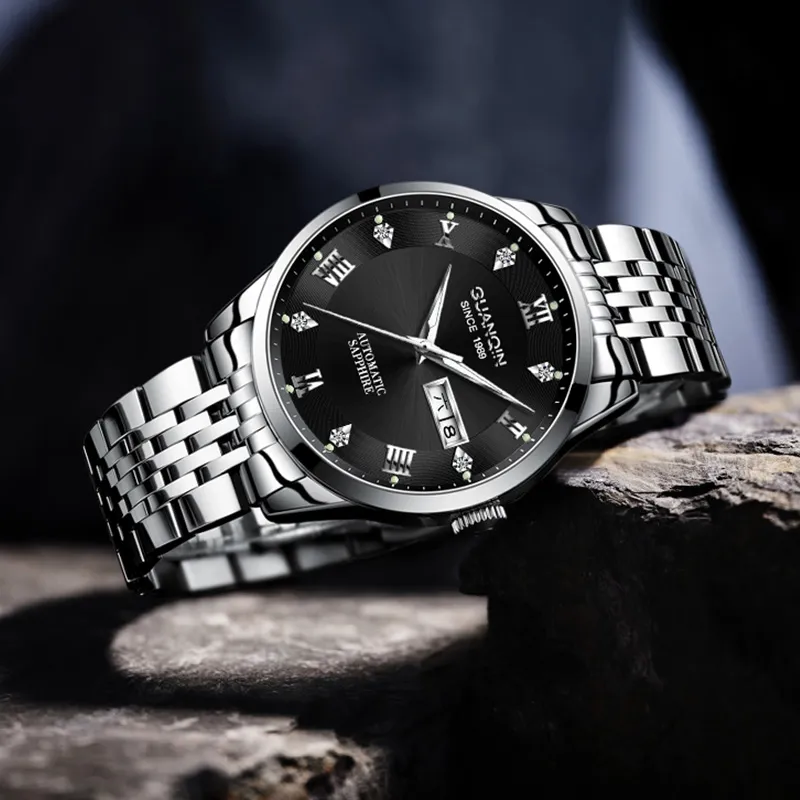 GUANQIN Automatic Mechanical Movement Stainless Steel Strap Watch Men's Watches Gray Dial-14