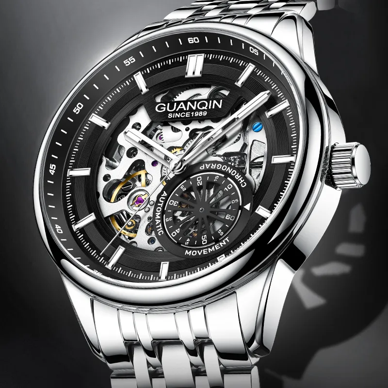 GUANQIN Spacetime Shuttle Automatic Mechanical Movement Stainless Steel Watchband Watch Men's Watches Blue Dial-16