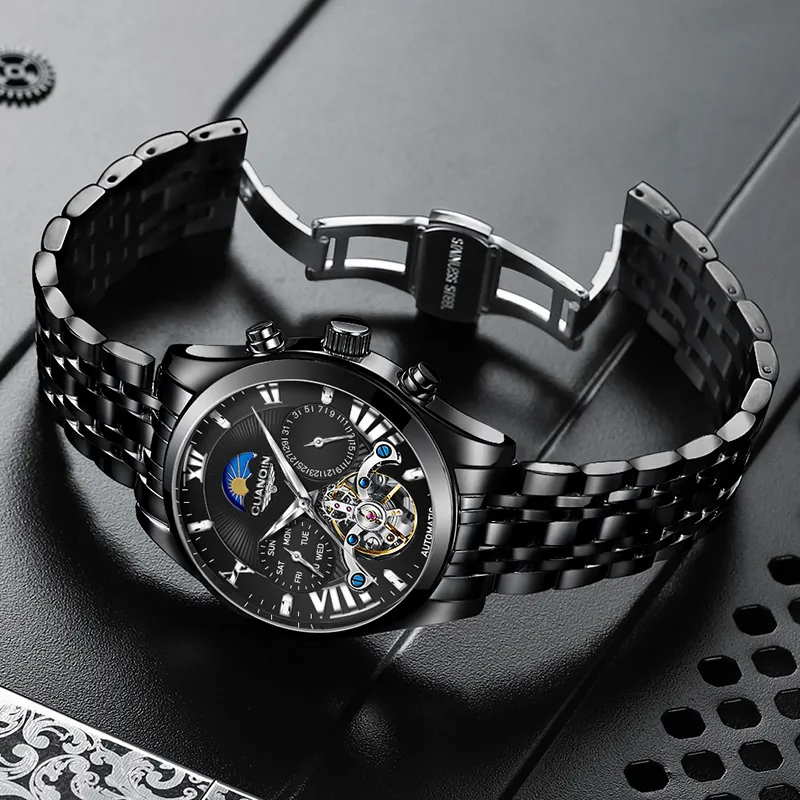 GUANQIN Ruidong Collection Automatic Mechanical Movement Steel Strap Watch Men's Watches White Dial-42