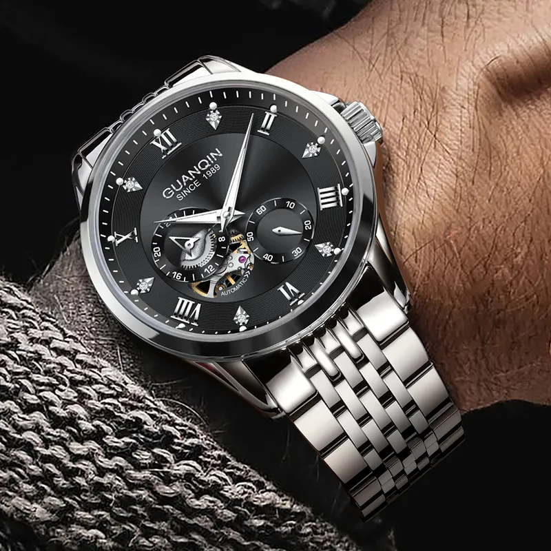 GUANQIN Super Player Collection Mechanical Movement Steel Strap Watch Men's Watches White Dial-8