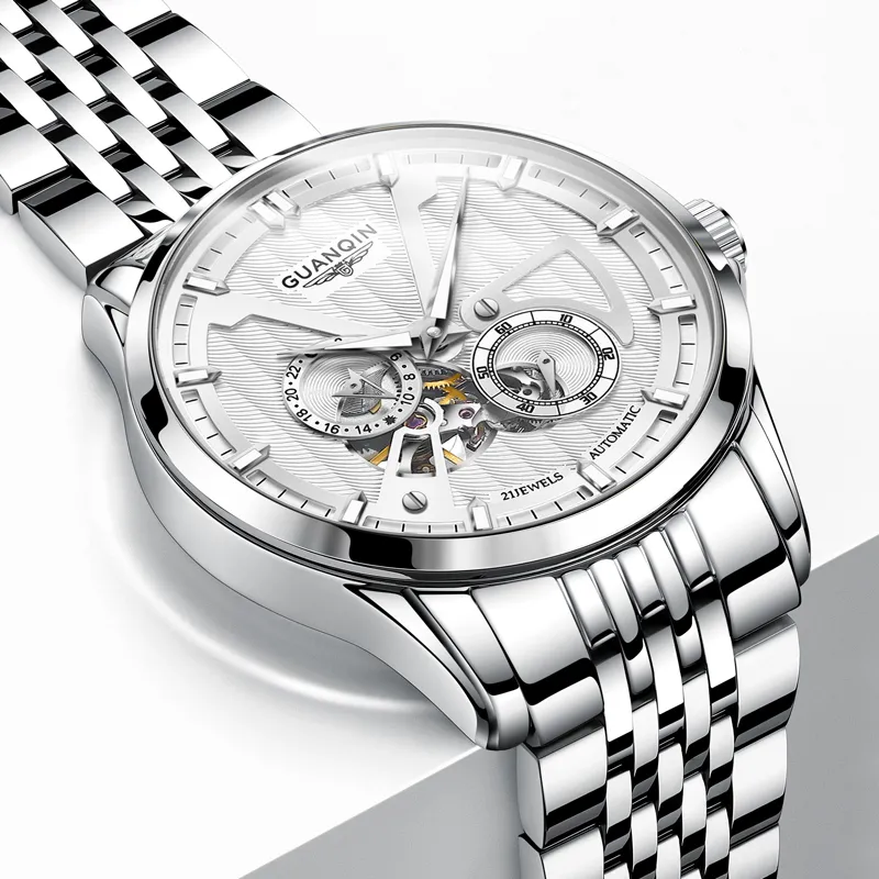 GUANQIN Super Player Collection Automatic Mechanical Movement Stainless Steel Watchband Watch Men's Watches Black Dial-9