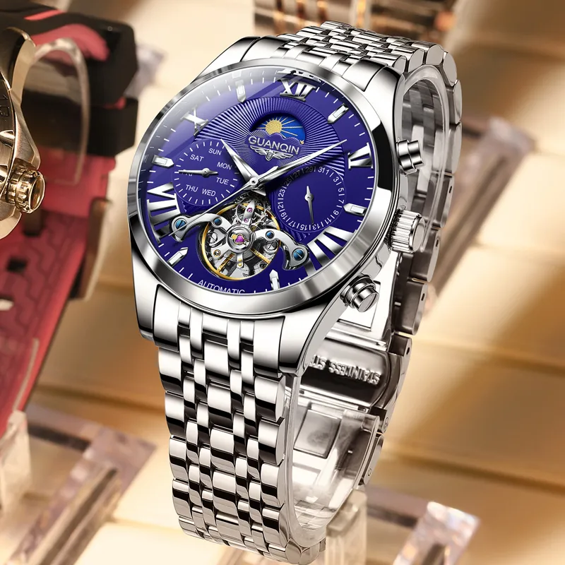 GUANQIN Ruidong Collection Automatic Mechanical Movement Steel Strap Watch Men's Watches White Dial-21