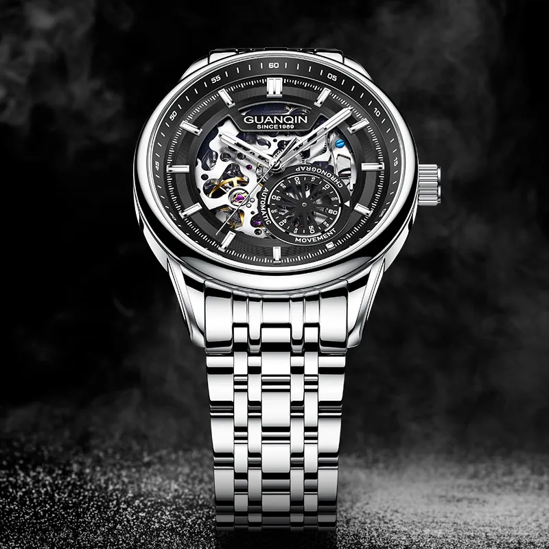 GUANQIN Spacetime Shuttle Automatic Mechanical Movement Stainless Steel Watchband Watch Men's Watches Blue Dial-17