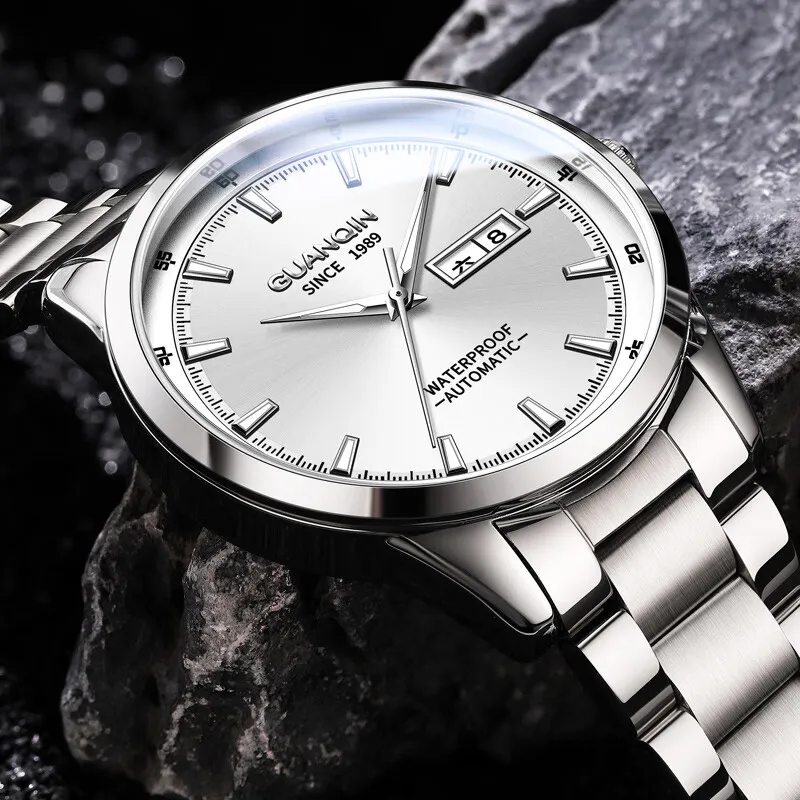 GUANQIN Automatic Mechanical Movement Stainless Steel Watchband Watch Men's Watches Black Dial-15