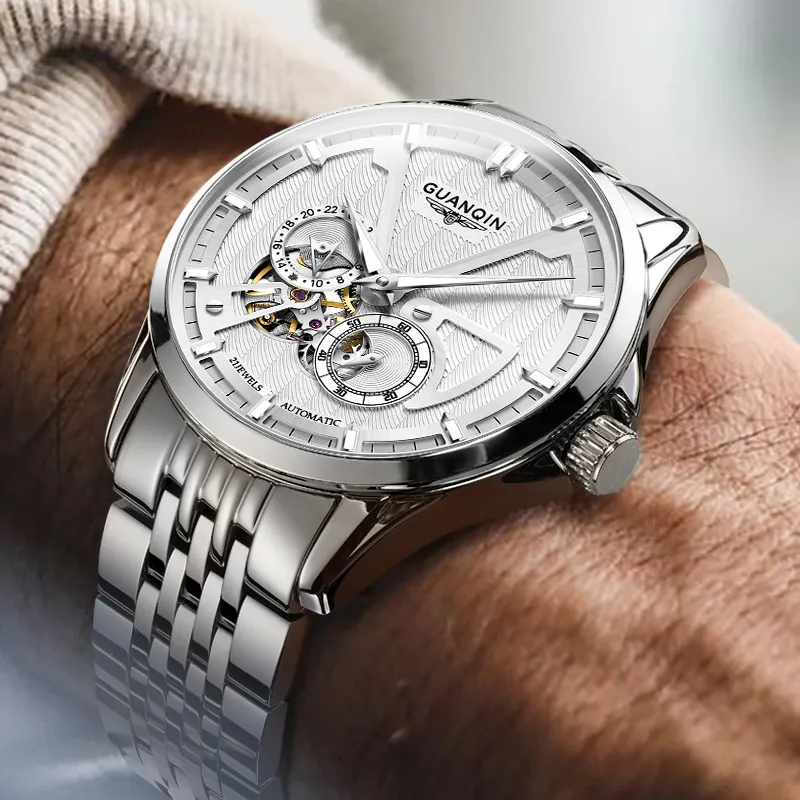 GUANQIN Super Player Collection Automatic Mechanical Movement Stainless Steel Watchband Watch Men's Watches Black Dial-11