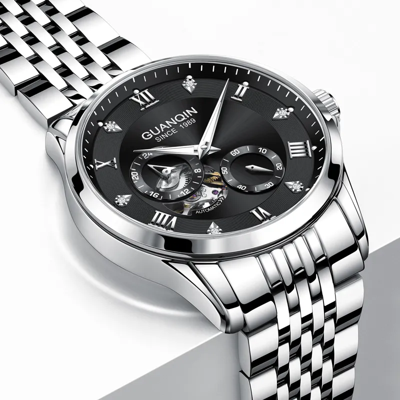 GUANQIN Super Player Collection Mechanical Movement Steel Strap Watch Men's Watches White Dial-7