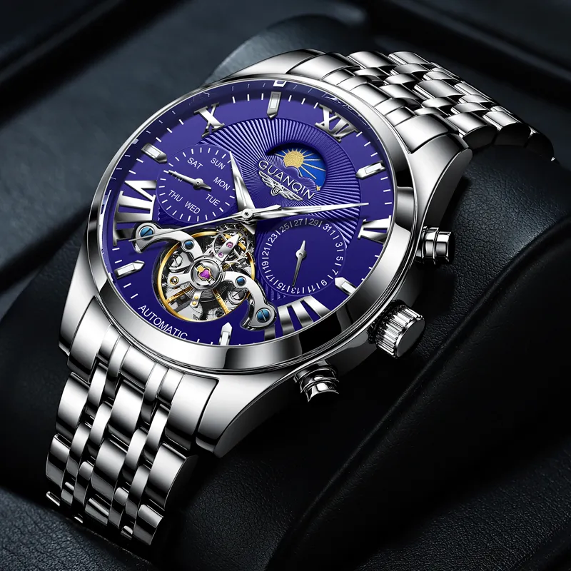 GUANQIN Ruidong Collection Automatic Mechanical Movement Steel Strap Watch Men's Watches White Dial-22